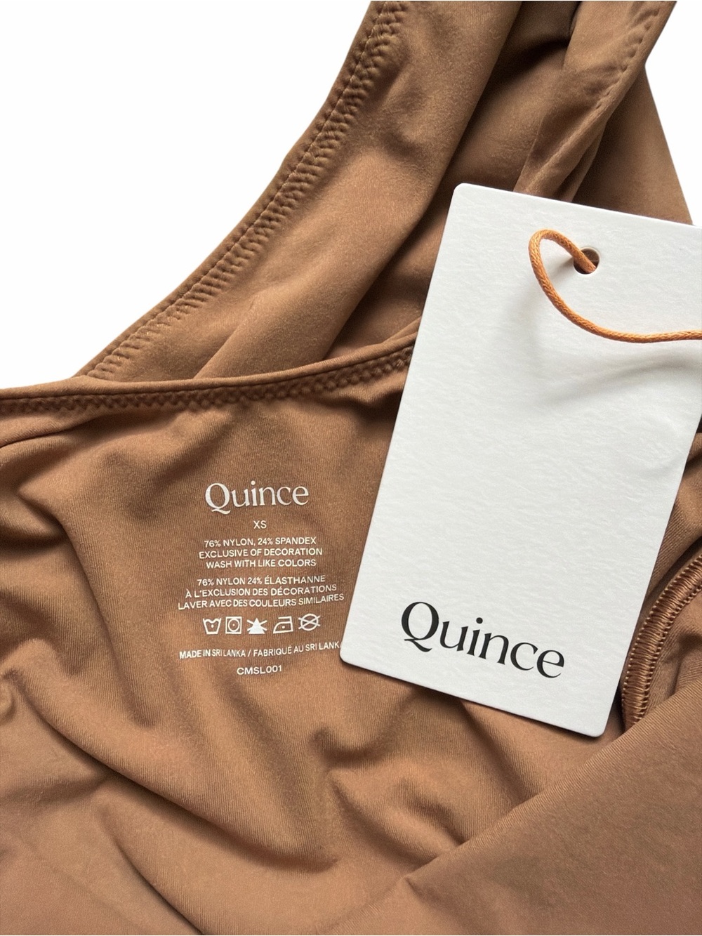 Quince Second Skin Square Neck Tank Bodysuit Mocha XS NWT - Picture 4 of 4